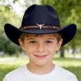 thumbnail image 2 of Girls Boys Beach Bucket Hat 3-18 Years Childrens Woolen Hat With Upturned Brim Cowboy Hat Head Accessory Solid Color Top Hat Wide Brimmed Hat Summer Hats, 2 of 7