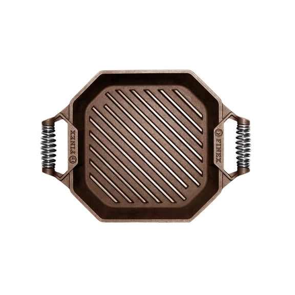 FINEX 12" Cast Iron Grill Pan - Grill Pans with Superior Heat Distribution - Near Non-Stick for Easy Cleaning - Cast Iron Grill Pan - For Indoor & Outdoor Grilling - Pre-Seasoned with Flaxseed Oil