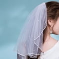 thumbnail image 2 of Visland 40cm Beautiful with Comb Net Yarn Bridal Veil Single Layer Ribbon Edge Short Veil Hair Accessories, 2 of 7