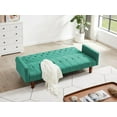 thumbnail image 3 of 74" Convertible Futon Sofa Bed, Upholstered Linen Folding Sleeper Sofa with Adjustable Backrest, Couch Bed with Solid Wooden Legs, Reclining Sofa for Living Room,Office, Green, 3 of 9