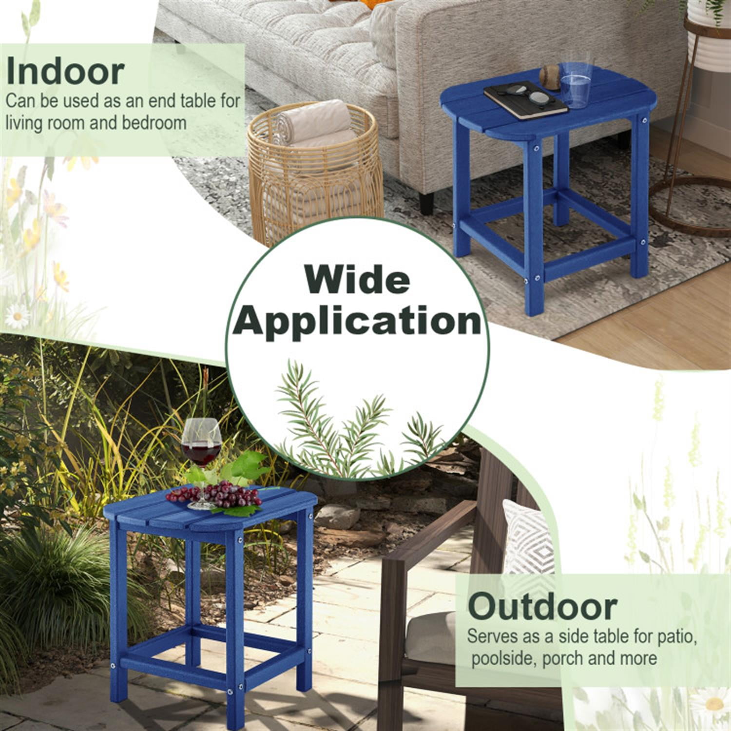 Demi Bonn 18" Weather Adirondack Resistant Outdoor Side Table for Garden Yard Patio, Small Outside End Tabledoor or Outdoor Use, Blue