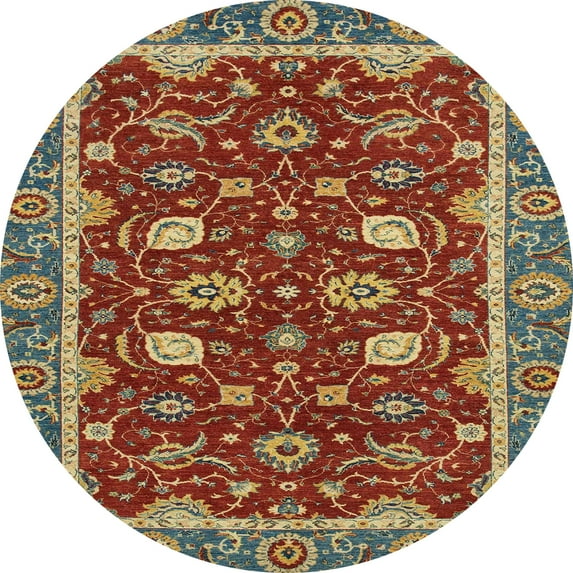 Ahgly Company Indoor Round Abstract Copper Green Oriental Area Rugs, 3' Round