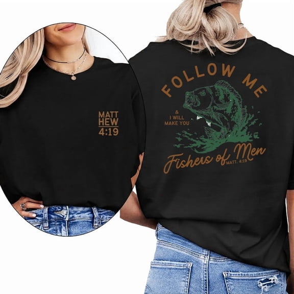 Fishing & Bible of Men Graphic Tees Retro Christian Print T Shirts Short Sleeve Casual Cotton Tops for Daily Outfits Black,2XL