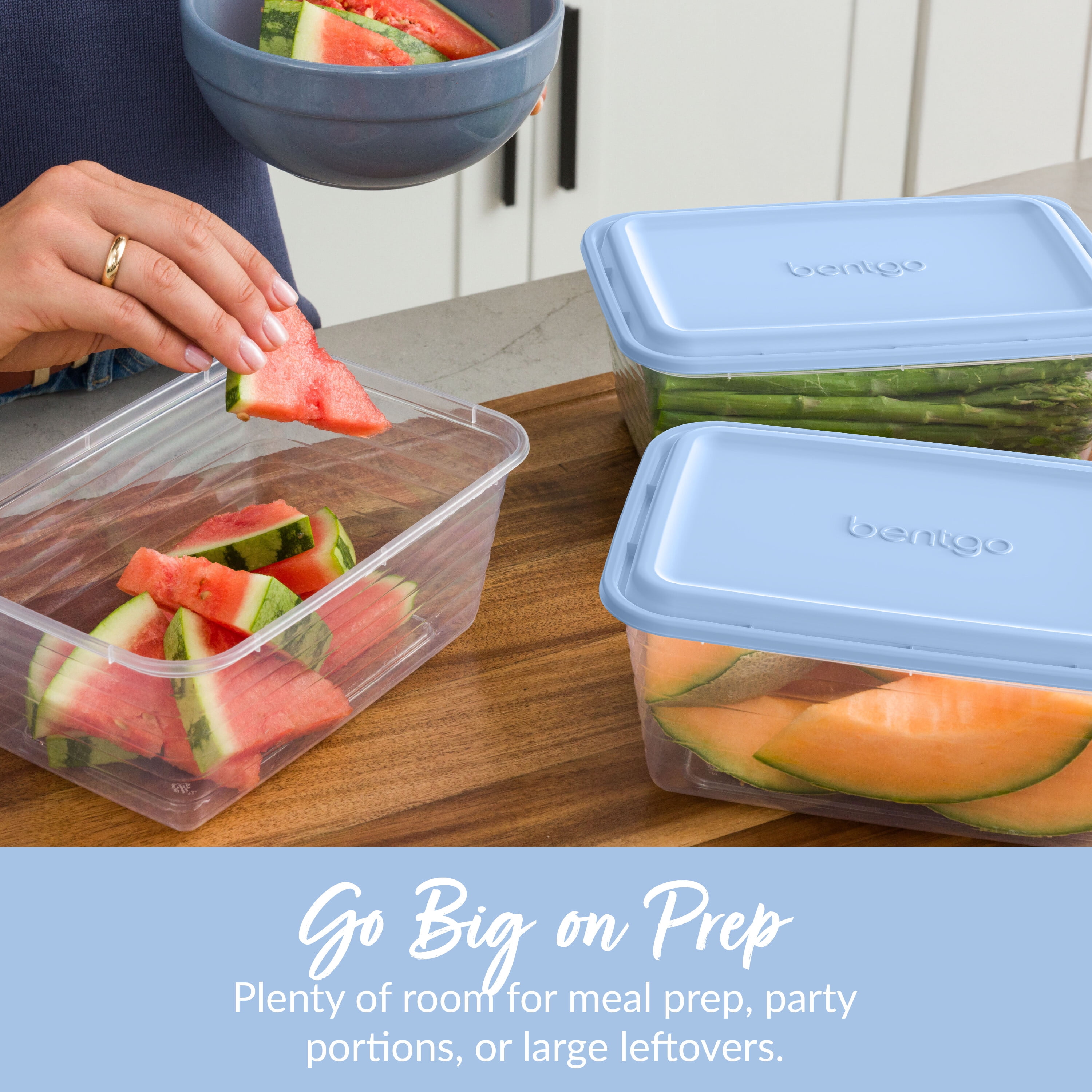 (2 pack) Bentgo Prep 8 Cup Meal Prep Containers with Lids, PFAS & BPA Free Materials, Durable, Microwave, Freezer, & Dishwasher Safe To Go Food Storage Container 10 Pack - Blue Coast