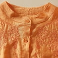 thumbnail image 4 of Orange XL WIZUTIZ Womens Shirts Holiday Saving Cotton Linen Tee Round Neck Loose Fit Sports Short Sleeve Shirts Summer-Beach Solid T-shirt Retro Holiday Beach Blouse Elegant Cotton Blend Ladies Tshir, 4 of 6