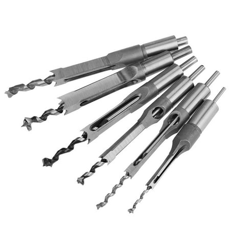 Mortise Chisel Drill Tbest 6Pcs Square-hole Saw Auger Drill Bit Mortising Chisel Woodworking Tool, Mortising Drill,Saw Drill ()