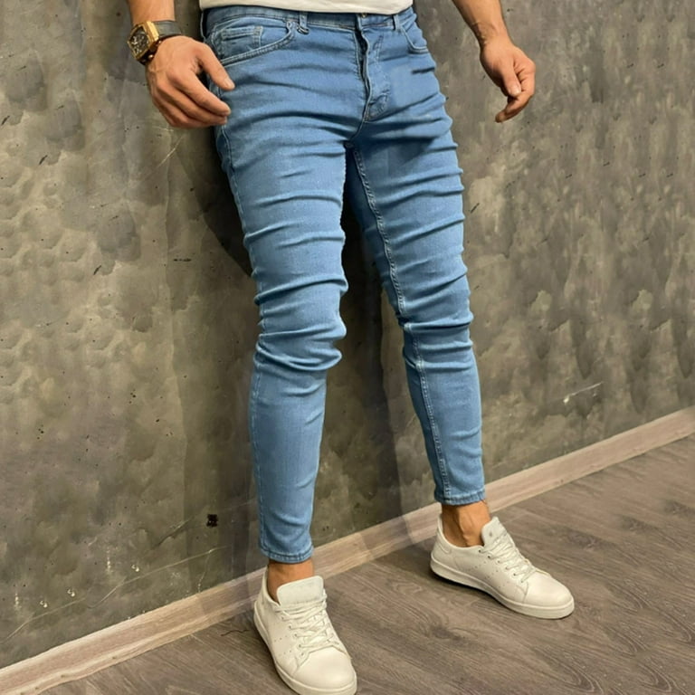 Gubotare Jeans For Men Straight Fit Men's Modern Series Slim-fit  Tapered-Leg Jean,Blue 3XL 