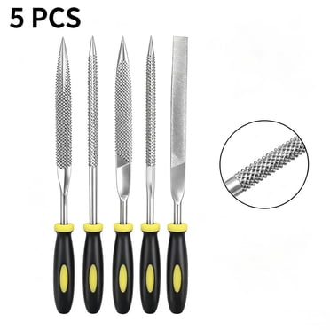 Vruelia Small Hand Metal File Set, 6.3In, 5Pcs, Strength Alloy Steel Needle Files Round, Bi Half-Round, Flat, Square, Triangular