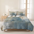 thumbnail image 3 of Twin Quilt Set 68''x86'', Blue Grey Beige Lightweight Summer Bedspread Coverlet Set with 2 Pillow Shams, Abstract Modern Art Oil Painting Breathable All Season Quilt Bedding for Dorm/Bedroom, 3 of 9