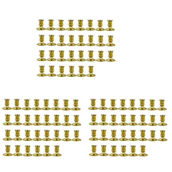 90PCS Gold Pillar Candle Base Taper Candle Holder Candlestick Christmas Decor,90 x Candle Holder,As Shown