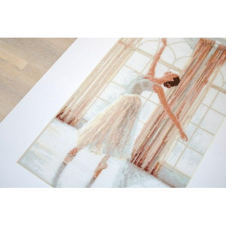 UPC: 4840746044342 | Counted Cross Stitch Kit Ballerina Leti906 By LetiStitch Needlework Girl White Canvas Cotton