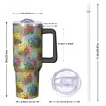 thumbnail image 2 of 40oz Pioneer Flower Floral Print Pattern Insulated Tumbler with Handle, BPA-Free Leak Proof Lid and Straws, Double Wall Vacuum, Hot 12h/Cold 34h, 2 of 6