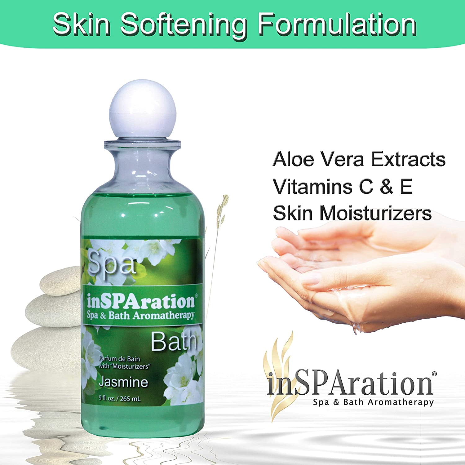InSPAration Spa and Bath Aromatherapy, Jasmine Liquid, 9 oz