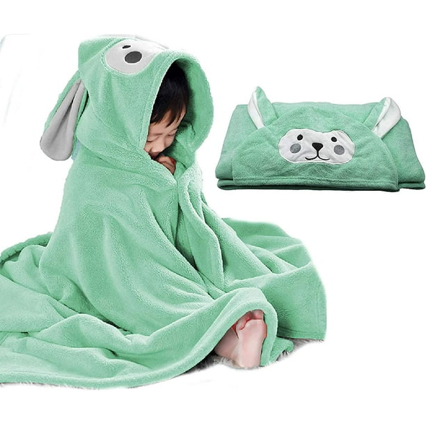 Toalla de baño para bebé con capucha, ultrasuave, con capucha, muy absorbente, albornoz, manta para niños pequeños, regalos de ducha para niños y niñas, extragrande, 28.0 x 55.0 in (verde) Ormromra DLM625-1