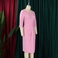 thumbnail image 4 of AURA Plus Size Women High Waist Pleated Pencil Midi Dress Elegant Office Commuter Style, 4 of 10