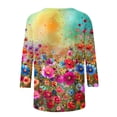thumbnail image 5 of BangWanChi 3/4 Length Sleeve Womens Tops Plus Size Women's Fashion Vintage Printed T-Shirt 3/4 Sleeves Blouse Round Neck Casual Tops, 5 of 5