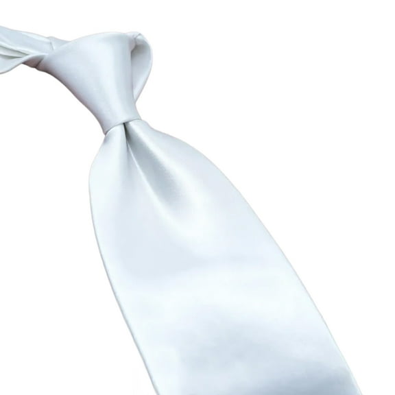 Fashionable Zippered Neck Tie in Classical Solid Color for Wedding Parties and Everyday Wear White Silk Pre Tied Necktie