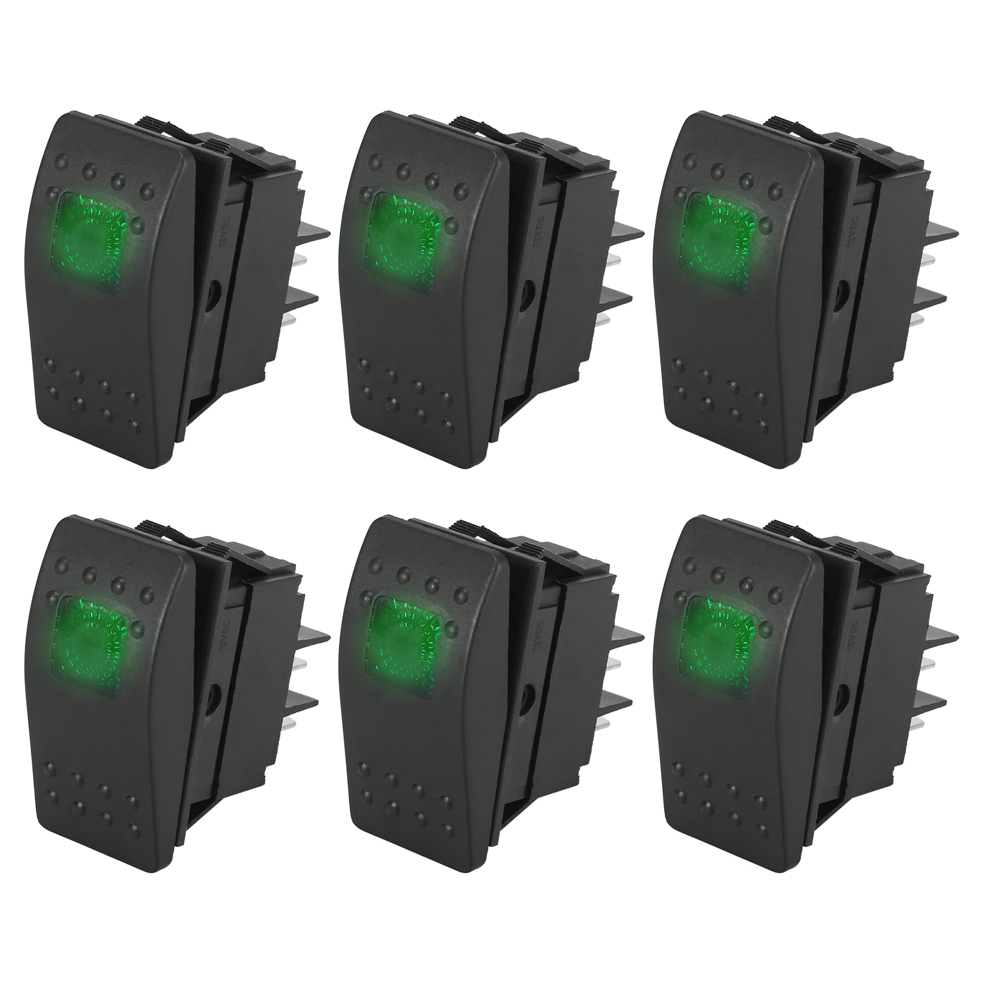6pcs Universal Vehicle Interior Rocker Switch 4 Pins Red LED Light 20A ...