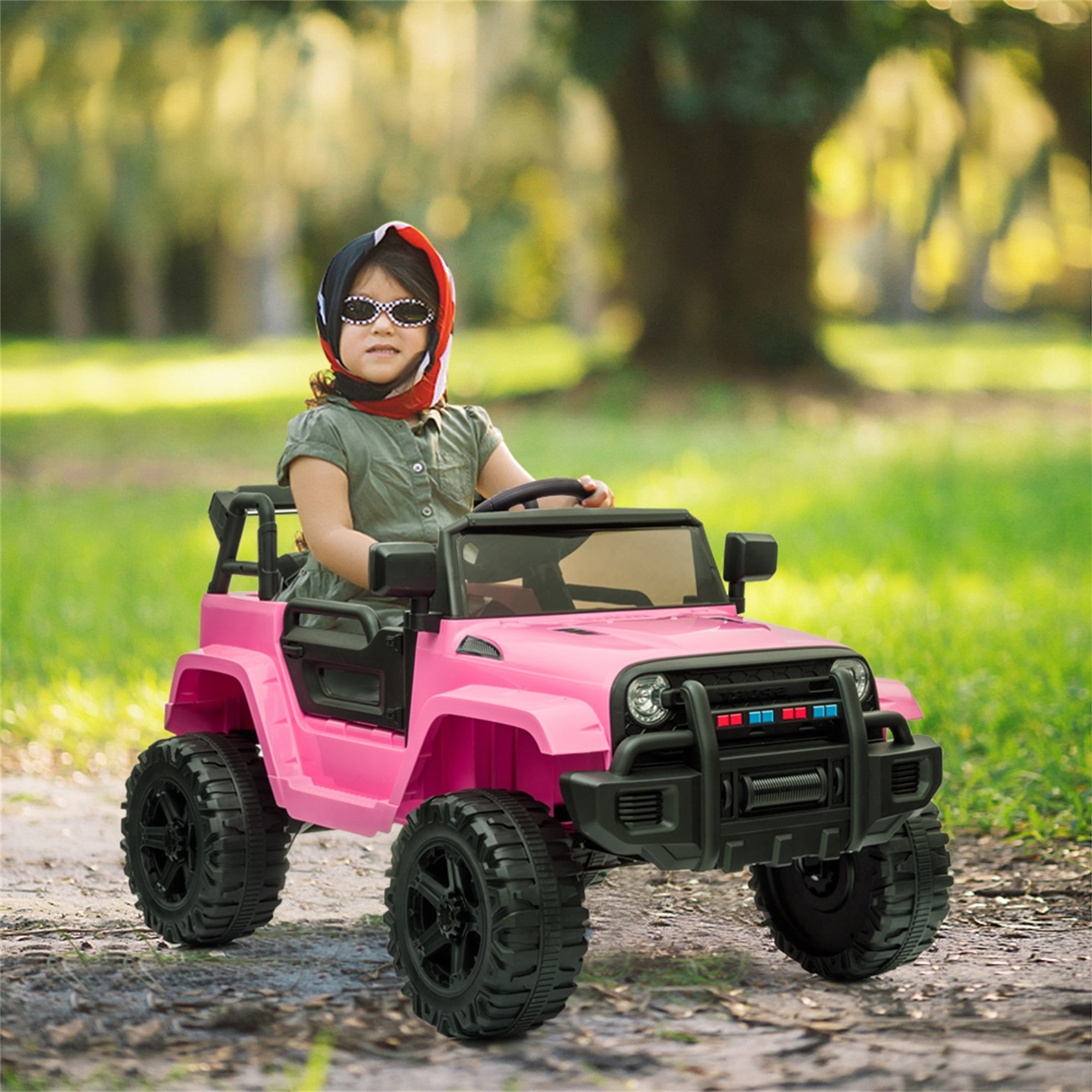 CIPACHO 12V Powered Dual Drive Ride On Car, Electric Kids Car with 2.4G Remote Control, MP3 Player, Radio, USB Port, Pink