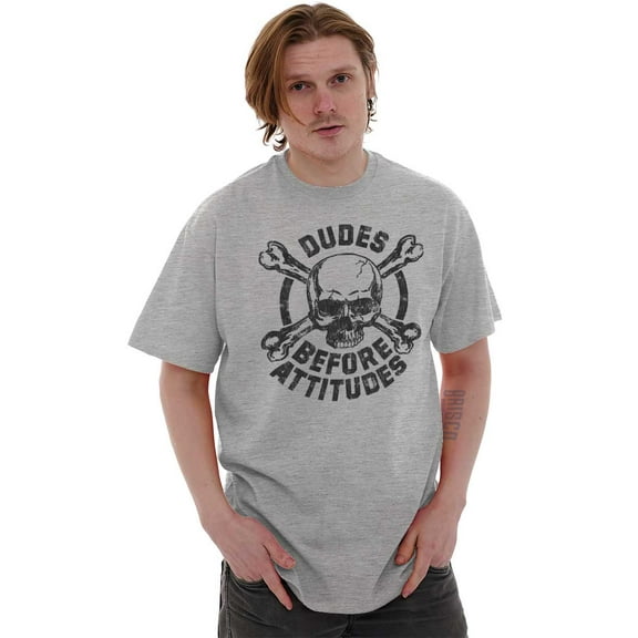 Dudes Before Attitudes Funny Single Men's Graphic T Shirt Tees Brisco Brands S