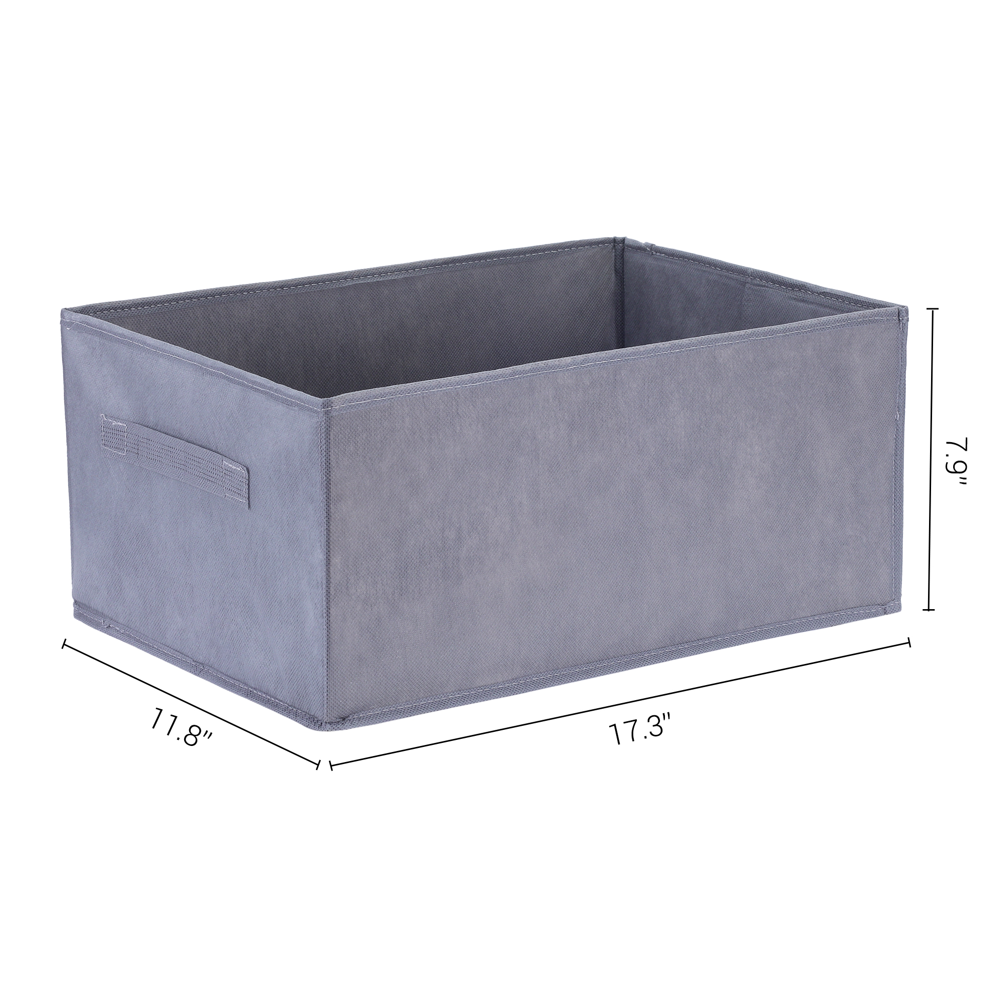 Unique Bargains Storage Cube Fabric Bin with Handles 1 Pc Basket Grey 18x12x8"