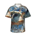 thumbnail image 2 of Picia Abstract Sea Turtle Gentle Cotton Regular Fit Short Sleeve Casual Hawaiian Shirt for Men-3X-Large, 2 of 8