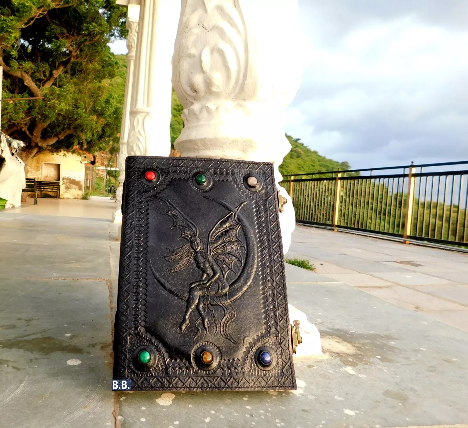 Handcrafted Embossed Design Vintage Leather Bound Journal Fairy Grimoire Book of Shadow Diary Blank Notebook For Men & Women
