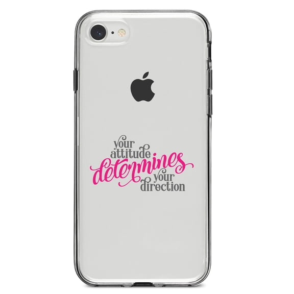 DistinctInk Clear Shockproof Hybrid Case for iPhone 7 8 SE (2020 Model) 4.7" Screen TPU Bumper Acrylic Back Tempered Glass Screen Protector - Your Attitude Determines Your Direction