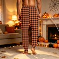 thumbnail image 4 of Mens Sleep Pants with Pockets Plaid Pajama Pants Cute Drawstring Elastic Waist Pant Cuffed Hem Straight Leg Home Sleepwear, 4 of 7