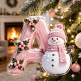 thumbnail image 6 of Acrylic Letter Christmas Ornament Pink Snowman Monogram Hanging Decoration with Initial for Xmas Tree Gift for Friends (3.15In), 6 of 7