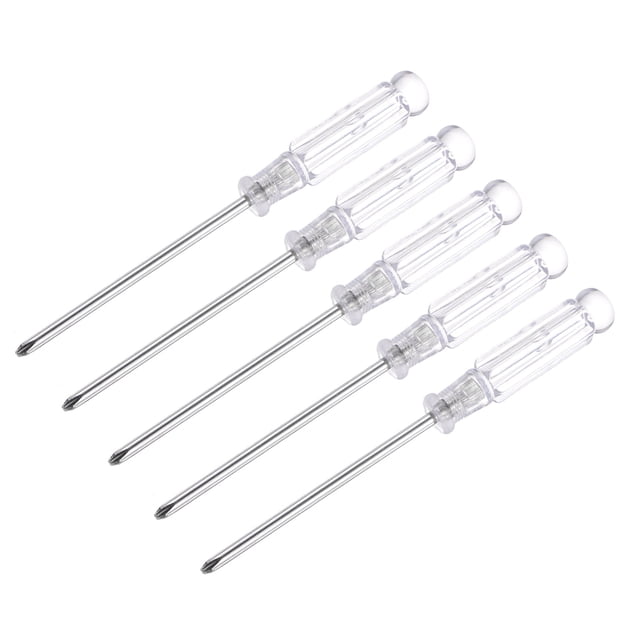 Unique Bargains Mini Phillips Screwdriver, 3.0mm Cross Head with Clear Handle for Small Appliances, 5 Pack
