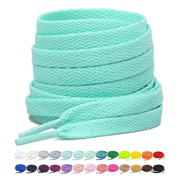 Stepace [2 Pairs Flat Shoe Laces for Sneakers 5/16"" Width 30""-72"" Length 26 Color Shoelaces Mint Green 40""(102 cm)