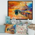 thumbnail image 2 of Designart 'Boats Near Coastal Town Resting On The Water III' Nautical & Coastal Framed Canvas Wall Art Print, 2 of 5
