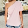 thumbnail image 5 of ECZHAW Womens One Shoulder Tops Summer Casual Short Sleeve Shirts Dressy Elegant Ladies Blouse, 5 of 8