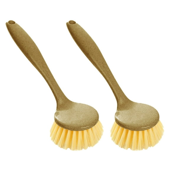 Harpily Cleaning Brush 2pcs Dish Brushes With Handle Kitchen Dish Scrub Brushes Dish Scrubbers With Bristles Beige Dish Cleaning Brushes For Dishes Pans Pots And