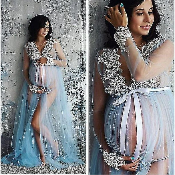 Lace split front maternity dress cheap