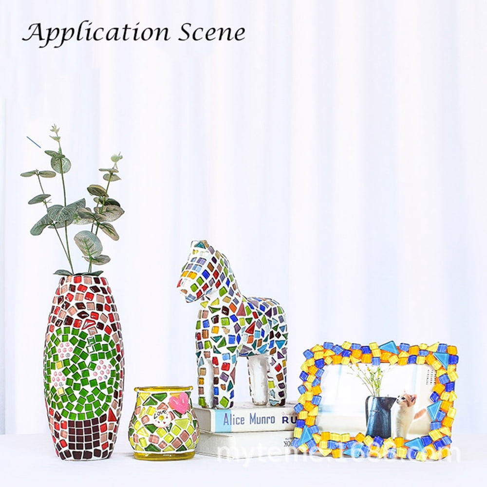 500gs Glass & Porcelain Mosaic Tiles Mixed Shape Mosaic Tiles for DIY Mosaic Art Crafts Picture Frames and More Mixed color 10~64x10~44x4~5.5mm