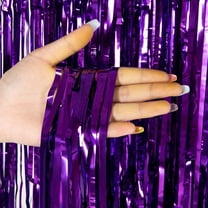 3.3 ft x 9.8 ft Purple Metallic Tinsel Foil Fringe Curtain Photo Backdrop Party Streamers for Halloween, Birthday Party, 3 Pack Metallic Tinsel Foil Fringe Curtains Party Decorations Wedding Decor