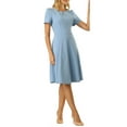 thumbnail image 2 of INSPIRE CHIC Women's Office Dresses Split Neck Short Sleeve Work A-Line Dress, 2 of 5