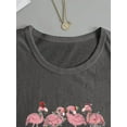 thumbnail image 4 of Women's Holiday Christmas Flamingo Print Long Sleeve T-Shirt - Casual Crew Neck,, Machine Washable 2025, 4 of 10