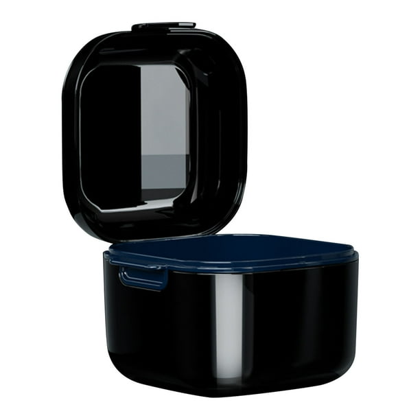 Estuche para Dentaduras Postizas Nikou De Plástico Resistente Grado Alimenticio Con Drenaje Color Negro