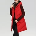 thumbnail image 5 of Baqcunre Puffer Vest Women Ladies Fall And Winter Wear Hooded Zipper Pocket Loose Sleeveless Coat Vest Fleece Jacket Womens Fall Fashion 2023 Red L, 5 of 8