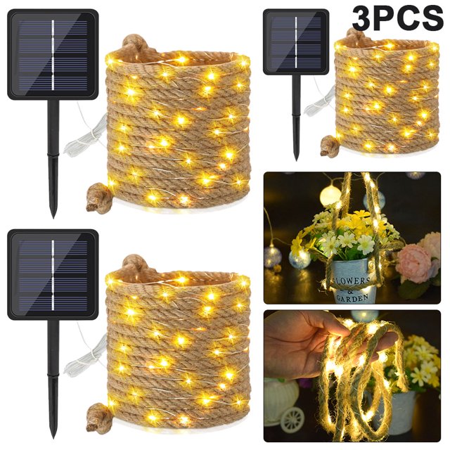Lámparas de Hadas Kuymtek Cuerda Retro 3 Uds 8 Modos para Fiesta Navideña en Casa 10m Solar