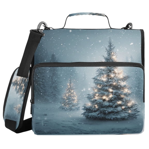 Water-Resistant 3-Ring Binder Organizer with Multiple Pockets Zipper Binder Bag for Office Christmas Tree with Lights