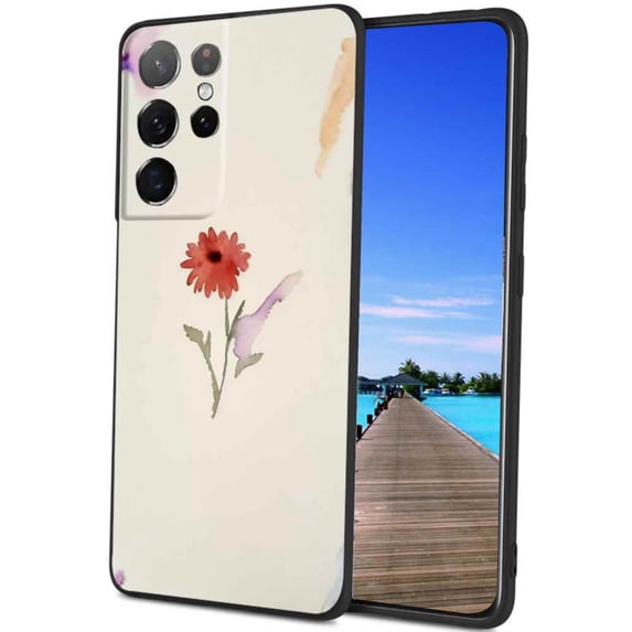 Compatible with Samsung Galaxy S21 Ultra Phone Case, Minimalist-Watercolour-Flower-4 Case Silicone Protective for Teen Girl Boy Case for Samsung Galaxy S21 Ultra