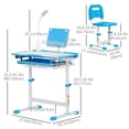 thumbnail image 3 of Qaba Kids Desk and Chair Set Height Adjustable Student Writing Desk, Blue, 3 of 9