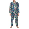 thumbnail image 3 of Honeii Colorful Flowers Pattern Mens Pajamas Set,2pcs Men's Lounge Long Sleeve Sleep Shirt and Pajama Bottoms Sleepwear Set,Mens Pjs Sets-X-Large, 3 of 7