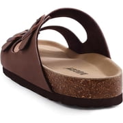 Womens Sandal Cork Footbed Slide, Arch Support Slides for Women with Adjustable Buckle, Comfortable Summer Beach Outdoor Sandals, Brown