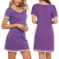 thumbnail image 2 of Women's V Neck Nightshirt Cotton Casual Sleepwear Short Sleeve Nightgown S-XXL, 2 of 4