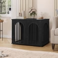 thumbnail image 3 of Hzuaneri Wooden Dog Crate Furniture, 31.5" Indoor Dog Kennel with Cushion, Dog Cage for Small Medium Dogs, Decorative Pet House Side End Table, Chew-Resistant, Black, 3 of 10